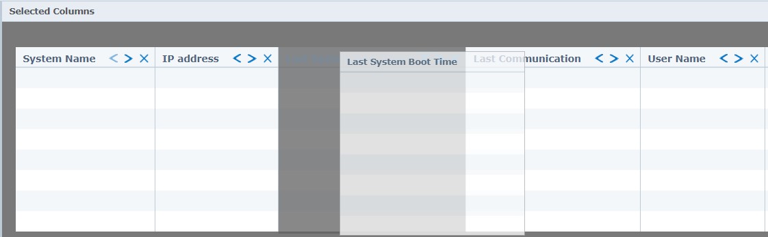 Last System Boot Time column is being dragged to the right