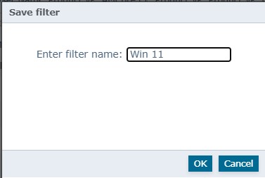 'Win 11' has been added as the filter name in the dialogue box