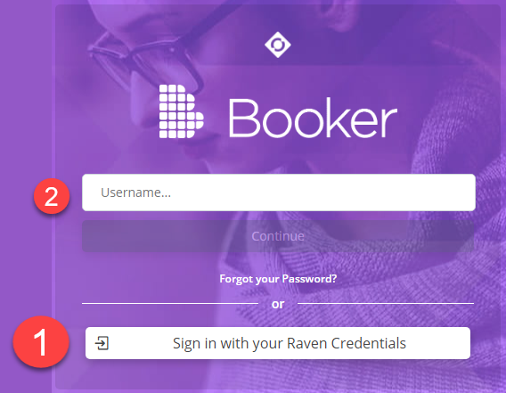 Booker login page