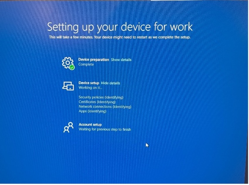 Setting up your device for work window