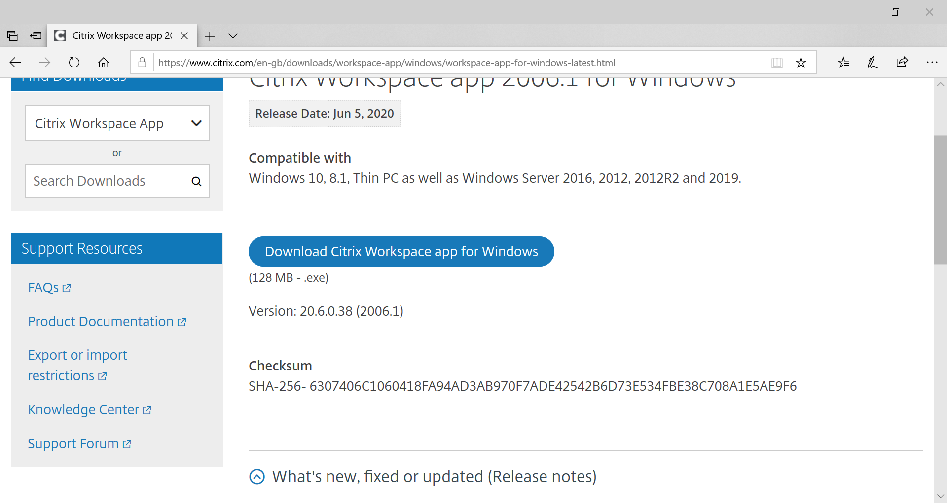 Citrix workspace