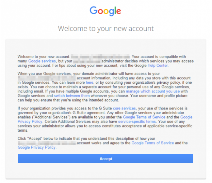 Google Cloud Identity welcome screen