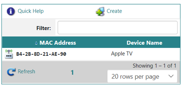 Device selection screen on the IoT registration site