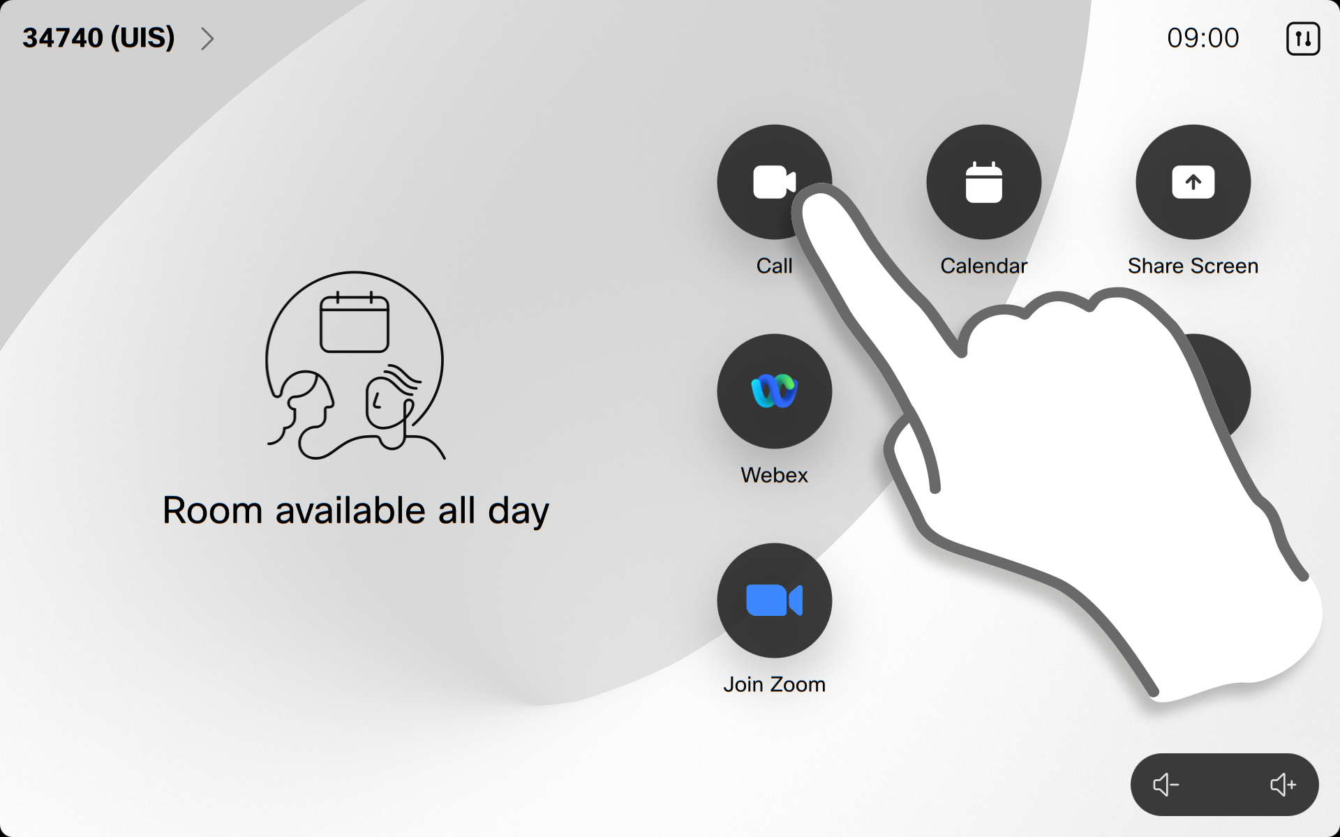 Screenshot showing the Call button on the control panel
