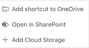 Open in sharepoint menu option