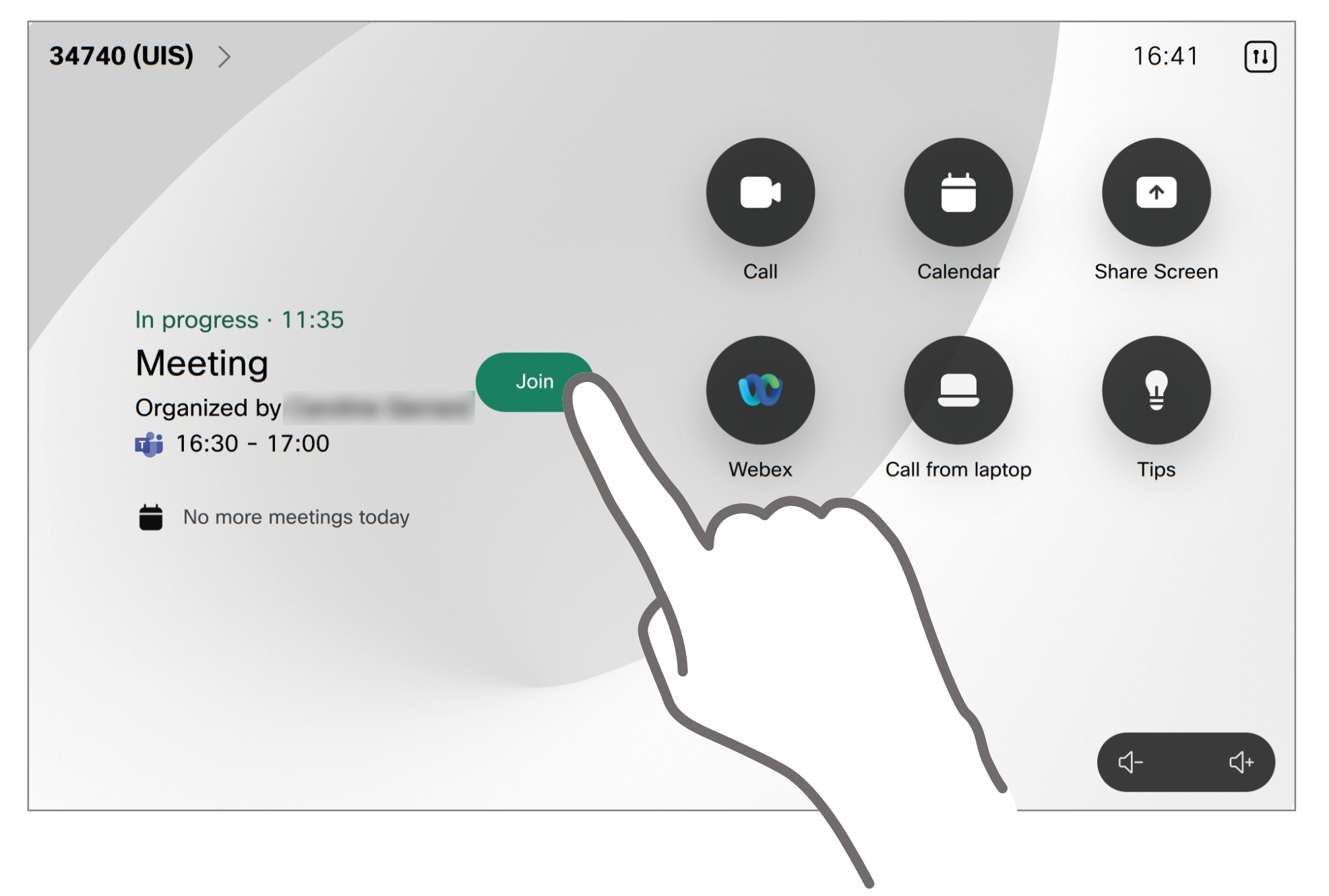 Join a Teams meeting by tapping the Join button on the desktop control panel