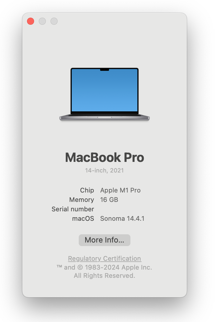 The 'About This Mac' pop-up window, showing which operating system your device uses.