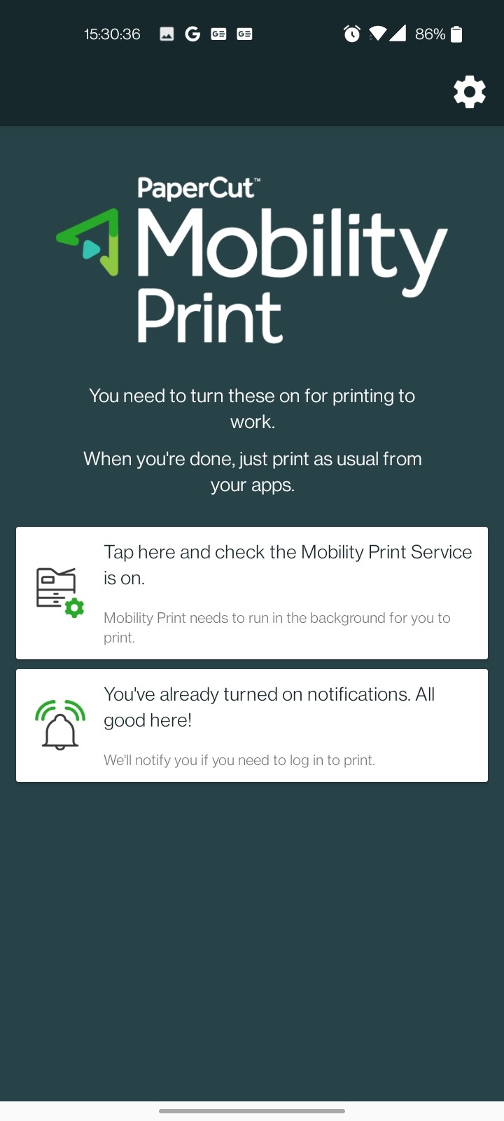 Mobility Print for Android Help and Support