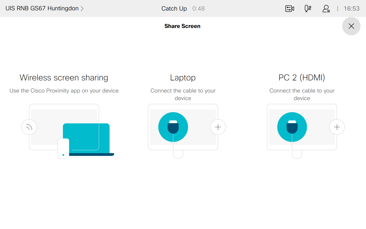 Screenshot showing screen sharing options