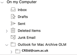 Screenshot showing imported folder under 'On My Computer'
