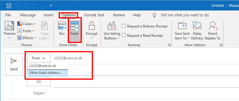 outlook 2016 cannot send as another user