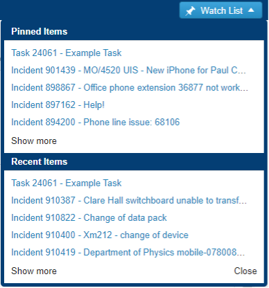 List of pinned tasks in Heat under the heading 'Pinned Items' with tasks under the heading 'Recent Items' appearing below.