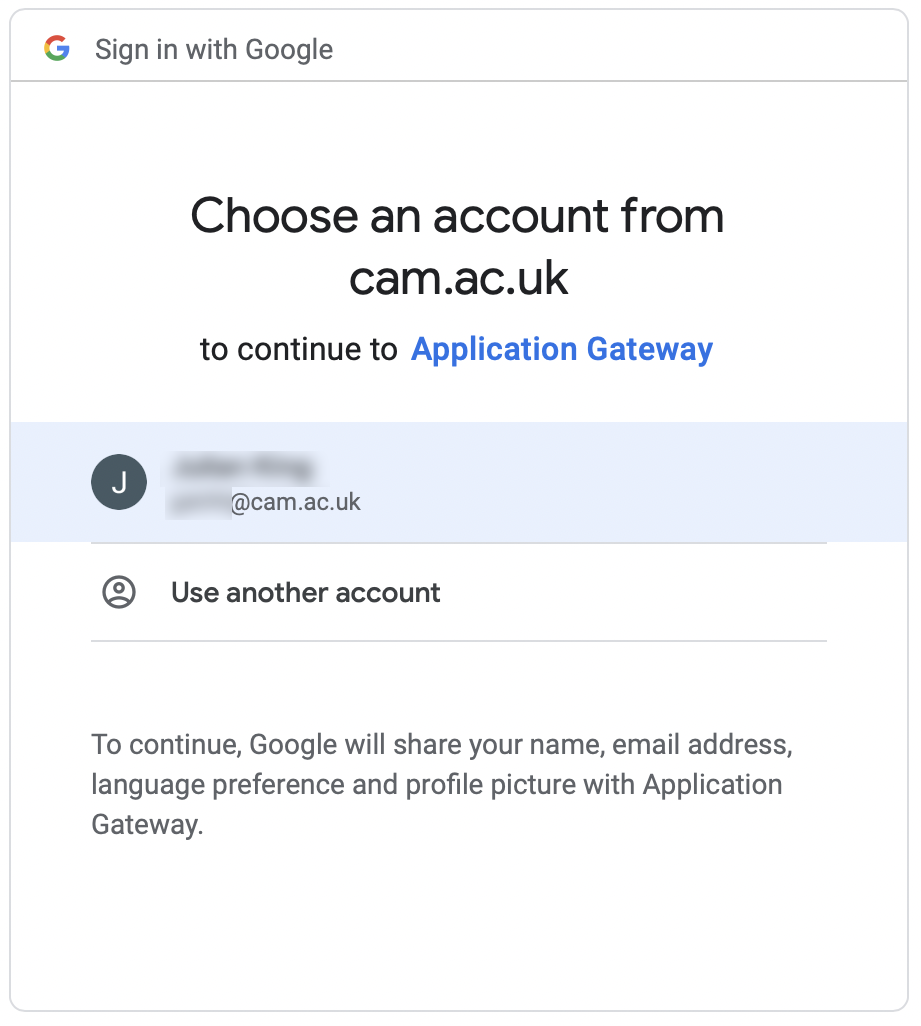 Sign in to your University Google account