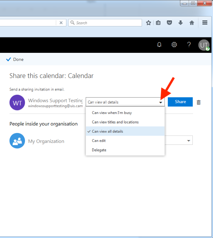 Sharing Exchange Online calendars using the Outlook web app IT Help