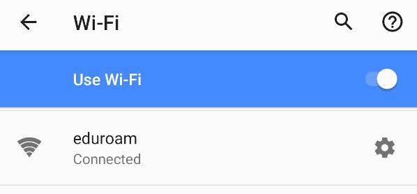 eduroam appears as connected in the wifi settings
