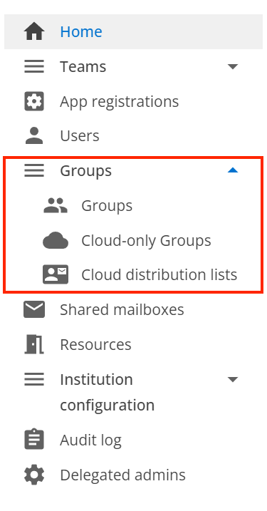 Toolkit grouped sections