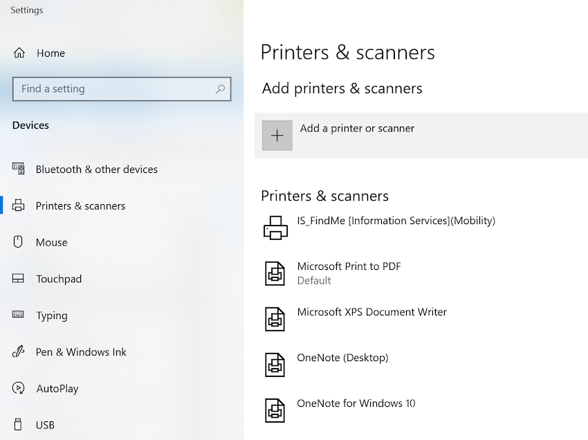 Add printers & scanners window