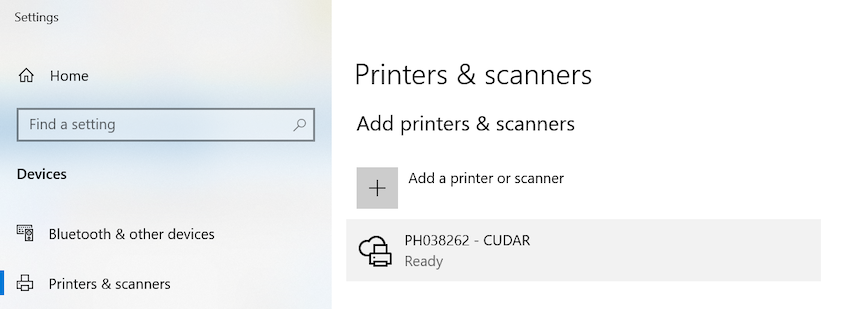 Printer connected window
