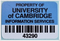 University asset tag sticker