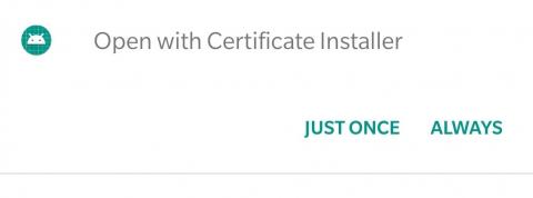 Certificate Install notification screen