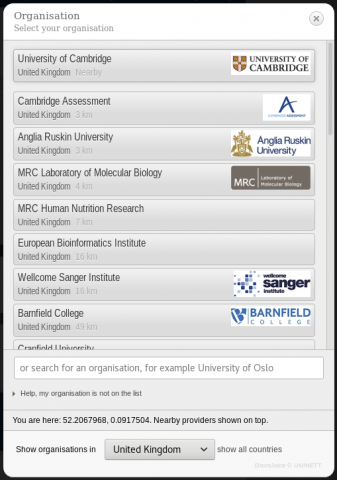 eduroam CAT organisation list