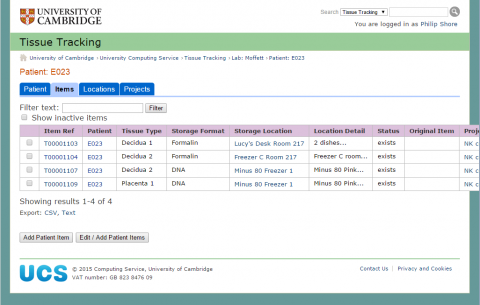 Capture4 patient items show