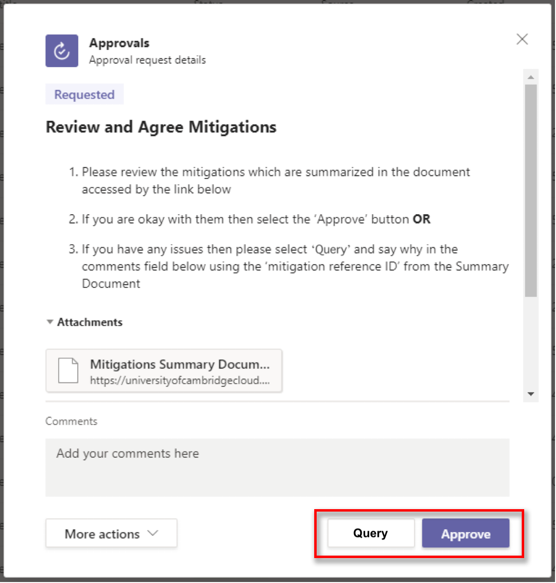 Approve or reject the proposed mitigations