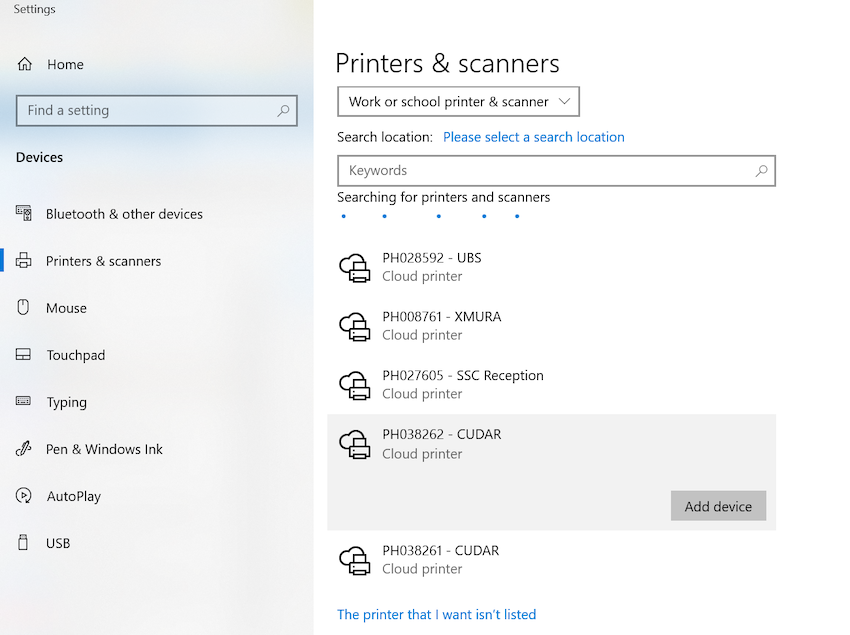 Add device window