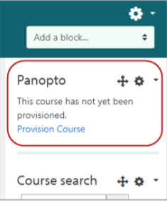 image showing where to click to provision a course