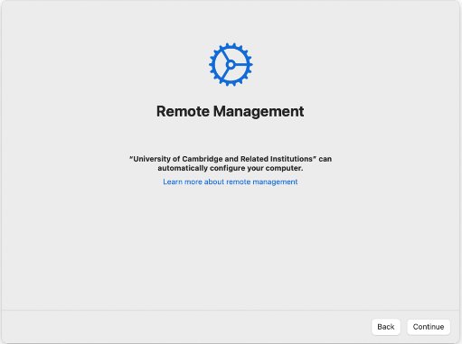 Remote Management window